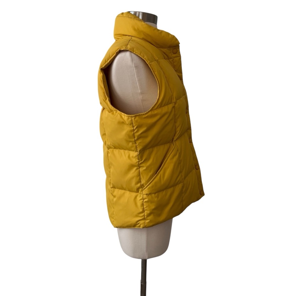 Vintage Lands’ End down button up puffer vest yellow nylon S - Picture 4 of 13